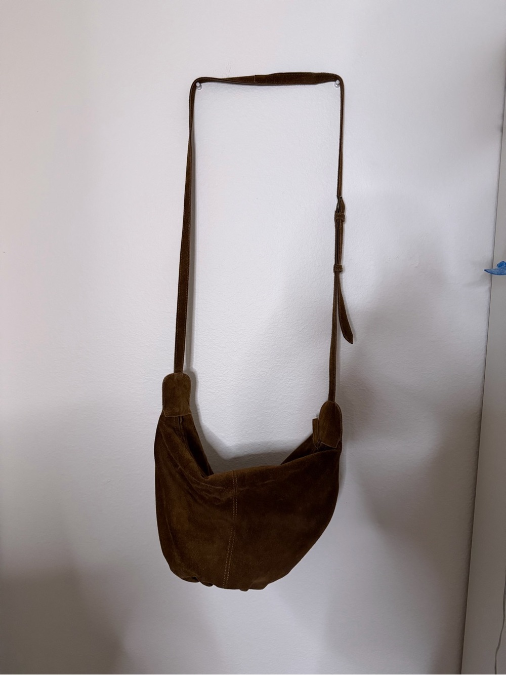 Cost Plus World Market Brown Suede Crossbody Bag with Adjustable Strap